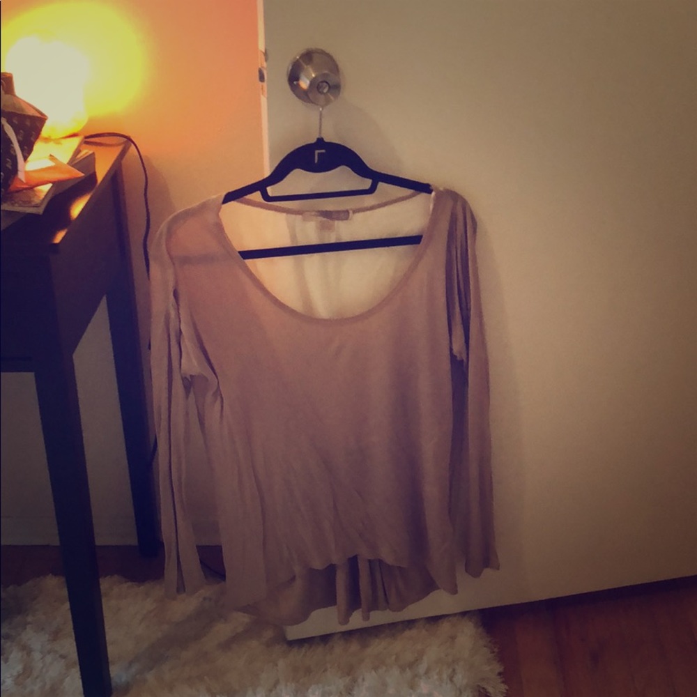 Brown shear backless long sleeve